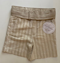 Load image into Gallery viewer, Dolce Petit kids size 5 years beige stripe linen blend high waisted shorts, BNWT
