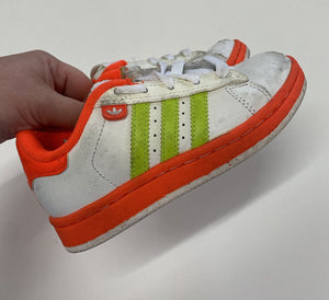 Adidas kids unisex size US 11/EUR 28.5 white orange green sneakers shoes, GUC