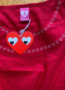 Littlehorn kids girls size 4 years red elastic waist top blouse hearts BNWT