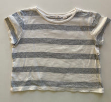 Load image into Gallery viewer, Country Road kids girls size 5 grey white stripe cropped t-shirt, VGUC
