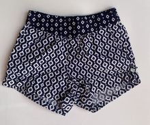 Load image into Gallery viewer, Cotton On Kids girls size 4 navy blue white patterned elastic waist shorts, VGUC
