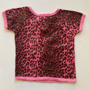 Rock Your Baby baby girl size 12-18 months pink black leopard print t-shirt VGUC