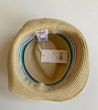 Load image into Gallery viewer, Seed kids boys one size straw sun hat blue red stripe Summer, BNWT
