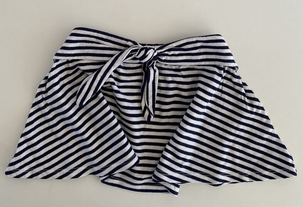 Seed kids girls size 5 blue white stripe elastic waist circle skirt bow, GUC