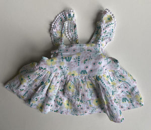 Anko baby girl size newborn white tiered dress pink green yellow floral, EUC