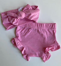 Load image into Gallery viewer, Jessica Simpson baby girl size 0-3 months pink bloomers pants headband set, VGUC
