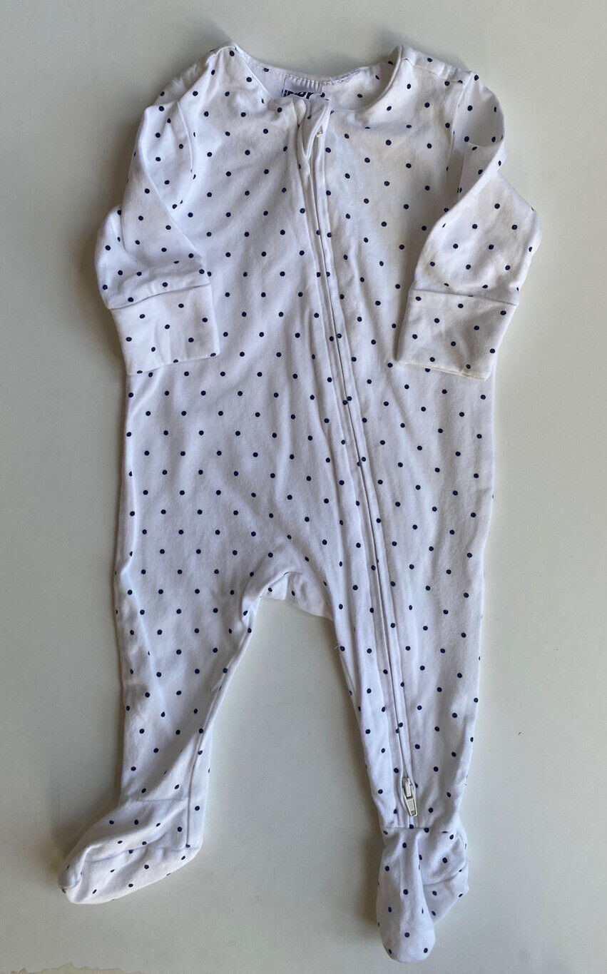 Cotton On baby girl size 0-3 months white black spotted one-piece, VGUC