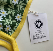 Load image into Gallery viewer, DUNS Sweden baby girl size 12-18 months yellow green floral bonnet hat, BNWT
