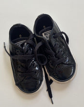 Load image into Gallery viewer, Converse kids size US 6/EUR 22 black patent leather lace up sneakers shoes, VGUC
