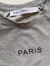 Load image into Gallery viewer, Decjuba Kids girls size XS (8-9) grey jumper cut outs cities, VGUC
