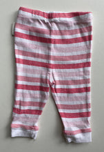 Load image into Gallery viewer, Purebaby baby girl size 3-6 months pink red stripe leggings pants, VGUC
