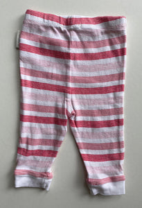 Purebaby baby girl size 3-6 months pink red stripe leggings pants, VGUC