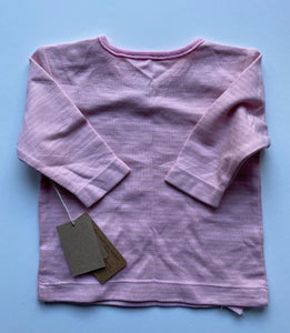 Ecoboo baby girl size newborn organic pink grey stripe long sleeve top, BNWT