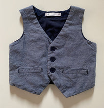 Load image into Gallery viewer, Target baby boy size 3-6 months blue button up waistcoat formal, VGUC

