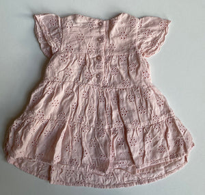 Target baby girl size 3-6 months dusty pink lace short sleeve dress, VGUC