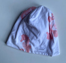 Load image into Gallery viewer, Bonds baby girl size S 12-24 months white pink seahorse beanie hat, VGUC
