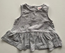 Load image into Gallery viewer, Seed baby girl size 3-6 months grey silver spotted sleeveless top, VGUC
