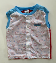 Load image into Gallery viewer, Disney baby size 6-12 months blue white button up vest top Winnie the Pooh, VGUC
