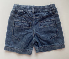 Load image into Gallery viewer, Bebe by Minihaha baby size 6-12 months denim elastic waist shorts pockets, VGUC
