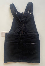 Load image into Gallery viewer, LTLPPL kids girls size 4 black denim zip up pinafore dress, BNWT
