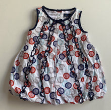 Load image into Gallery viewer, Periwinkle baby girl size 1 year white sleeveless bubble dress blue red, VGUC
