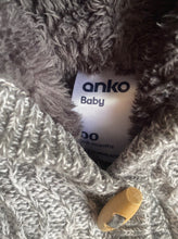 Load image into Gallery viewer, Anko baby size 3-6 months grey knitted hooded duffle cardigan jumper thick, VGUC
