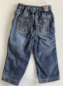 Esprit baby boy size 6-12 months blue denim jeans pants elastic waist, VGUC