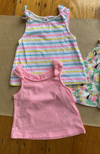 Load image into Gallery viewer, Primark baby girl size 0-3 months Summer bundle dress tops neon pink toucan, EUC
