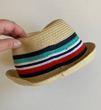 Load image into Gallery viewer, Seed kids boys one size straw sun hat blue red stripe Summer, BNWT
