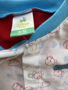 Disney baby size 6-12 months blue white button up vest top Winnie the Pooh, VGUC