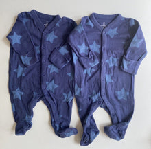 Load image into Gallery viewer, Mothercare baby unisex size newborn x2 blue one-piece suits stars, VGUC
