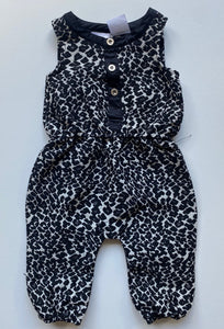 Kardashian Kids baby girl 3-6 months black white leopard print one-piece, EUC