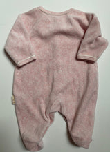 Load image into Gallery viewer, Le Bon baby girl size newborn pink velour one-piece giraffe, VGUC
