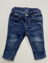 Load image into Gallery viewer, H&amp;M baby unisex size 6-9 months blue denim pull on jeans pants, VGUC
