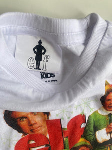 Elf x Cotton On Kids boys toddler size 2 white t-shirt Christmas Elf son, VGUC