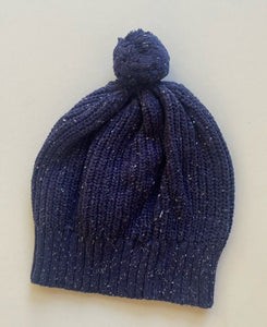 Wilson & Frenchy baby size L 6-12 months navy blue knitted beanie hat spots VGUC