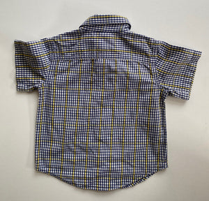 Old Navy kids boys toddler size 2 blue yellow check button up shirt, VGUC