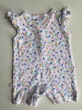 Load image into Gallery viewer, Marquise baby girl size newborn white colourful spotted romper one-piece, EUC
