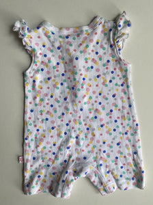 Marquise baby girl size newborn white colourful spotted romper one-piece, EUC