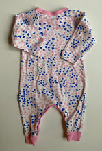 Load image into Gallery viewer, Bonds baby girl size 0-3 months blue pink hearts one-piece stretchie, VGUC
