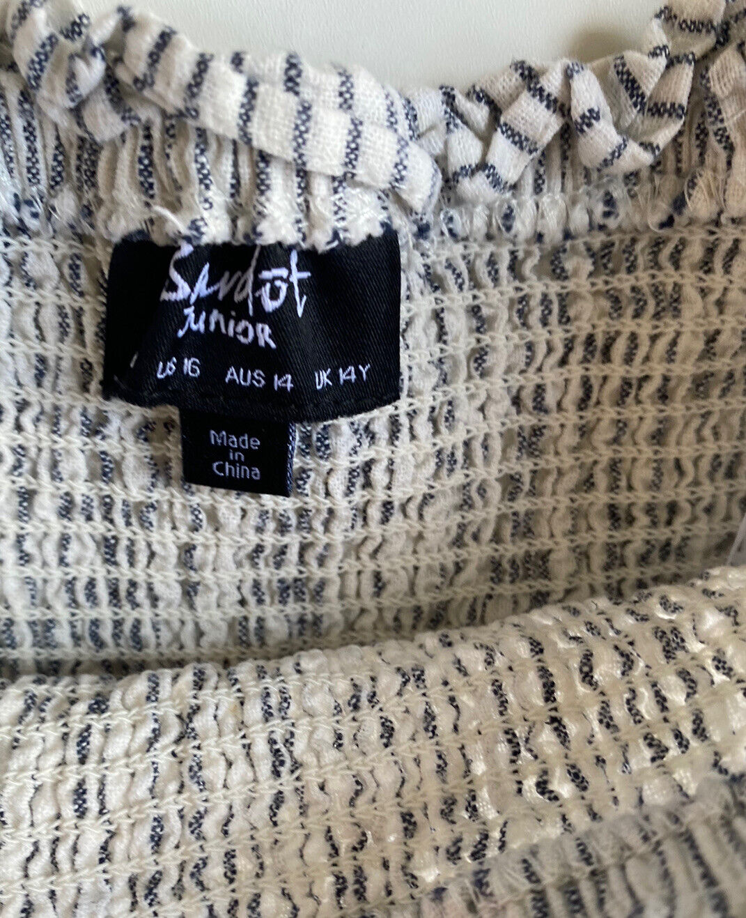 Bardot Junior kids girls size 14 grey stripe smocked dress linen blend Bardot Junior kids girls size 14 grey stripe smocked dress linen blend
