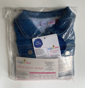 Higgledee Aldi baby girl size 12-18 months blue denim jacket hearts, BNWT