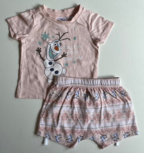 Load image into Gallery viewer, Disney Frozen baby girl size 3-6 months Summer PJ set pink Olaf, VGUC
