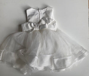 Ollie's Place baby girl size 3-6 months white tutu party dress bow, VGUC