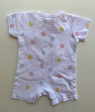 Load image into Gallery viewer, Ollie&#39;s Place baby girl size newborn Summer romper white rainbow spots, VGUC
