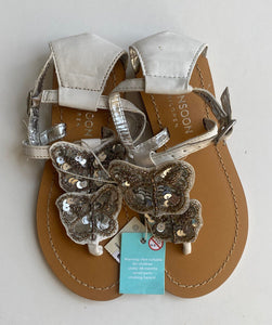 Monsoon kids girls size UK 9/EUR 27 white sandals beaded butterflies shoes, BNWT