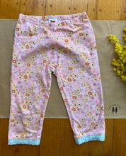 Load image into Gallery viewer, Oobi Kids girls size 8 years pink floral 3//4 length leggings lace trim, VGUC
