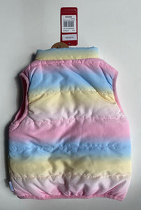 Sprout baby girl size 3-6 months rainbow pink reversible puffer vest zip, BNWT