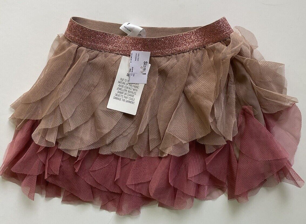 Anko baby girl size 12-18 months pink brown tutu skirt elastic waist, BNWT