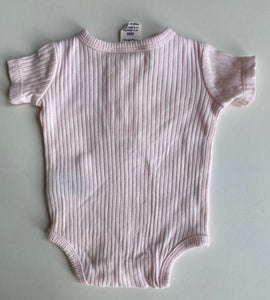 Cotton On baby girl size newborn pink ribbed bodysuit t-shirt, VGUC